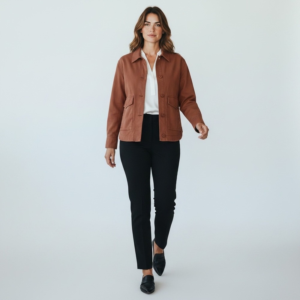 Pistola Utility Jacket Women‎ XS Spice Brown Lightweight Chore Coat Chic